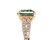 Solitaire Engagement Ring Setting for Fancy Green Princess Cut Center with Twisted Pave Split Shank and Prong Head in Rose Gold