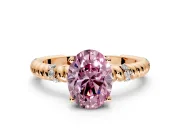 Rope Engagement Ring Setting for Fancy Pink Oval Center with Accent Shoulders and Prong Head in Rose Gold