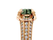 Solitaire Engagement Ring Setting for Fancy Green Round Cut Center with Accented Split Shank and Prong Head in Rose Gold