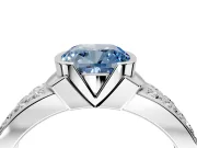 Bezel Engagement Ring Setting for Fancy Blue Cushion Cut Center with Wide Channel-Set Band and Bezel Head in Sterling Silver