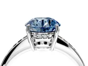 Solitaire Engagement Ring Setting for Fancy Blue Round Cut Center with Channel-Set Accent Band and Prong Head in Platinum