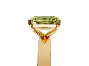 Solitaire Engagement Ring Setting for Fancy Yellow Emerald Cut Center with Wide Knife Ridge Band and Prong Head in Yellow Gold