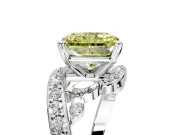 Solitaire Engagement Ring Setting for Fancy Yellow Radiant Cut Center with Pave Bypass Twist Band and Prong Head in White Gold
