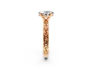 Solitaire Engagement Ring Setting for Oval Center with Scrollwork Band and Prong Head in Rose Gold
