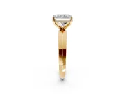 Solitaire Engagement Ring Setting for Radiant Cut Center with Wide Knife Ridge Band and Prong Head in Yellow Gold