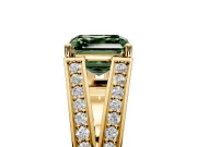 Split Shank Engagement Ring Setting for Fancy Green Asscher Cut Center with Pave Split Shank and Prong Head in Yellow Gold