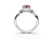 Solitaire Engagement Ring Setting for Fancy Pink Round Cut Center with Grooved Bar Accent Band and Prong Head in Platinum