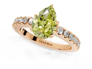 Solitaire Engagement Ring Setting for Fancy Yellow Pear-Shaped Center with Single Row Accent Band and Prong Head in Rose Gold