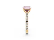 Solitaire Engagement Ring Setting for Fancy Pink Asscher Cut Center with Large Accent Band and Prong Head in Yellow Gold