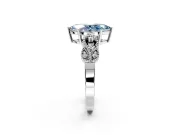 Leaf Engagement Ring Setting for Fancy Blue Marquise Center with Milgrain Accent Band and Prong Head in Sterling Silver