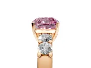 5 Stone Engagement Ring Setting for Fancy Pink Cushion Cut Center with Plain Band and Prong Head in Rose Gold