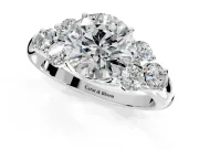 Cluster Engagement Ring Setting for Round Cut Center with Round Cut Accent Frame and Prong Head in Platinum