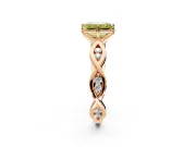 Solitaire Engagement Ring Setting for Fancy Yellow Emerald Cut Center with Accented Twist Band and Leaf Prong Head in Rose Gold