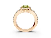 Halo Engagement Ring Setting for Fancy Yellow Asscher Cut Center with Wide-Open Pave Split Shank and Prong Head in Rose Gold