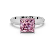 Solitaire Engagement Ring Setting for Fancy Pink Princess Cut Center with Wide Knife Ridge Band and Prong Head in Platinum