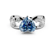 Solitaire Engagement Ring Setting for Fancy Blue Heart-Shaped Center with Criss-Cross Accent Band and Prong Head in White Gold