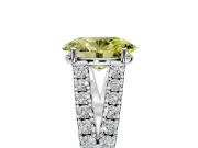 Solitaire Engagement Ring Setting for Fancy Yellow Oval Center with Pave Split Shank and Prong Head in White Gold