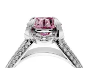 Solitaire Engagement Ring Setting for Fancy Pink Round Cut Center with Accented Split Shank and Prong Head in Sterling Silver
