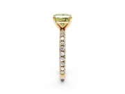 Solitaire Engagement Ring Setting for Fancy Yellow Princess Cut Center with Fine Pave Band and Claw Prong Head in Yellow Gold