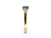 5 Stone Engagement Ring Setting for Fancy Blue Cushion Cut Center with Equal Close-Set Accents and Prong Head in Yellow Gold