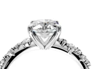 Solitaire Engagement Ring Setting for Oval Center with Trailing Leaf Accent Band and Prong Head in White Gold