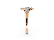 5 Stone Engagement Ring Setting for Marquise Center with Equal Close-Set Accents and Prong Head in Rose Gold