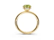 Hidden Halo Engagement Ring Setting for Fancy Yellow Round Cut Center with Thin Rounded Band and Prong Head in Yellow Gold