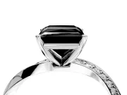 Side Accent Engagement Ring Setting for Fancy Black Princess Cut Center with Accent Shoulders and Prong Head in Platinum