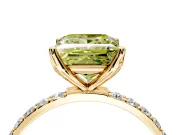 Solitaire Engagement Ring Setting for Fancy Yellow Princess Cut Center with Fine Pave Accents and Prong Head in Yellow Gold