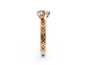Solitaire Engagement Ring Setting for Heart-Shaped Center with Milgrain X Pattern Band and Prong Head in Rose Gold