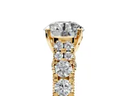 Solitaire Engagement Ring Setting for Round Cut Center with Pave Cathedral Shoulders and Prong Head in Yellow Gold