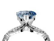 Solitaire Engagement Ring Setting for Fancy Blue Heart-Shaped Center with Marquise Panel Band and Prong Head in Platinum