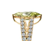 Solitaire Engagement Ring Setting for Fancy Yellow Marquise Center with Pave Split Shank and Prong Head in Yellow Gold