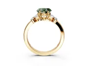 Solitaire Engagement Ring Setting for Fancy Green Heart-Shaped Center with Marquise Flower Shoulders and Prong Head in Yellow Gold