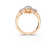 3 Stone Engagement Ring Setting for Marquise Center with Matching Side Accents and Prong Head in Rose Gold
