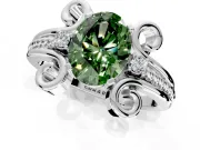 Solitaire Engagement Ring Setting for Fancy Green Oval Center with Twisted Band and Scroll Prong Head in Platinum