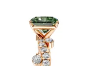 Solitaire Engagement Ring Setting for Fancy Green Radiant Cut Center with Bar-Station Pave Twist and Prong Head in Rose Gold