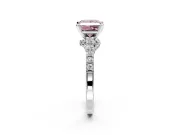 Solitaire Engagement Ring Setting for Fancy Pink Princess Cut Center with Crossover Accents and Prong Head in White Gold