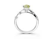 Baguette Engagement Ring Setting for Fancy Yellow Pear-Shaped Center with Alternating Bar-Set Band and Prong Head in Platinum