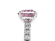 Solitaire Engagement Ring Setting for Fancy Pink Princess Cut Center with Single Row Accent Band and Prong Head in Platinum
