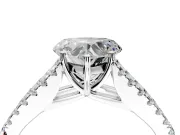 Solitaire Engagement Ring Setting for Heart-Shaped Center with Pave Split Shank and Prong Head in Platinum