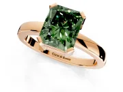 Solitaire Engagement Ring Setting for Fancy Green Radiant Cut Center with Plain Band and Flat Tab Prong Head in Rose Gold