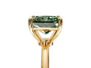 Minimalist Solitaire Engagement Ring Setting for Fancy Green Radiant Cut Center with Thin Band and Prong Head in Yellow Gold