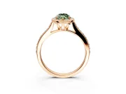 Halo Engagement Ring Setting for Fancy Green Marquise Center with Pave Accents, Heart Basket and Prong Head in Rose Gold