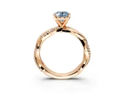 Solitaire Engagement Ring Setting for Fancy Blue Oval Center with Pave and Plain Crossover and Basket Head in Rose Gold