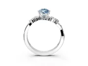 Solitaire Engagement Ring Setting for Fancy Blue Pear-Shaped Center with Marquise Accent Twist Band and Prong Head in White Gold
