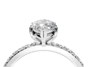 Solitaire Engagement Ring Setting for Marquise Center with Round Cut Pave Band and Prong Head in Platinum