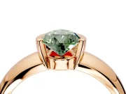 Tension Engagement Ring Setting for Fancy Green Pear-Shaped Center with Wide Flat Band and Tension Head in Rose Gold