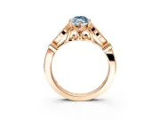 Solitaire Engagement Ring Setting for Fancy Blue Marquise Center with Marquise and Bezel Accents and Prong Head in Rose Gold