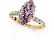 Open Basket Engagement Ring Setting for Fancy Pink Marquise Center with Pave Band and Prong Head in Yellow Gold